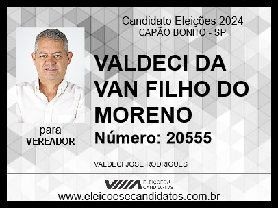 Candidato VALDECI DA VAN FILHO DO MORENO 2024 - CAPÃO BONITO - Eleições