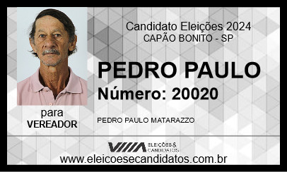 Candidato PEDRO PAULO 2024 - CAPÃO BONITO - Eleições