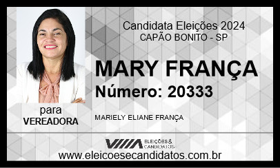 Candidato MARY FRANÇA 2024 - CAPÃO BONITO - Eleições