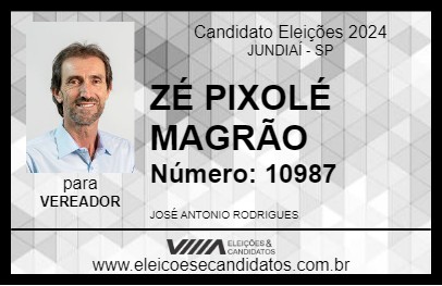 Candidato ZÉ PIXOLÉ MAGRÃO 2024 - JUNDIAÍ - Eleições