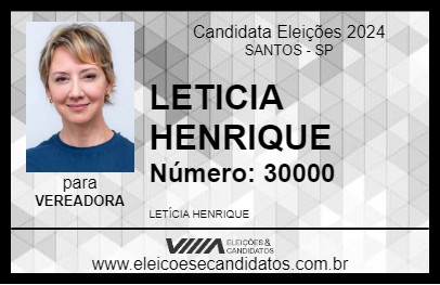 Candidato LETICIA HENRIQUE 2024 - SANTOS - Eleições