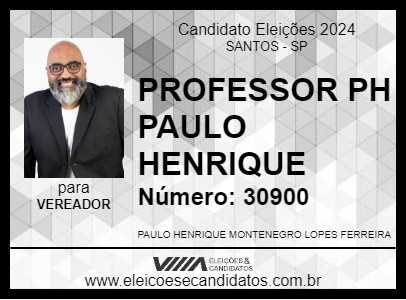 Candidato PROFESSOR PH PAULO HENRIQUE 2024 - SANTOS - Eleições