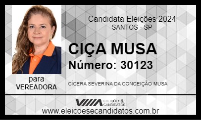 Candidato CIÇA MUSA 2024 - SANTOS - Eleições