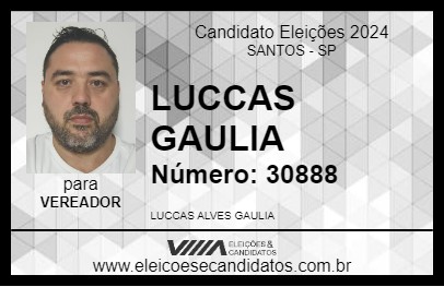 Candidato LUCCAS GAULIA 2024 - SANTOS - Eleições