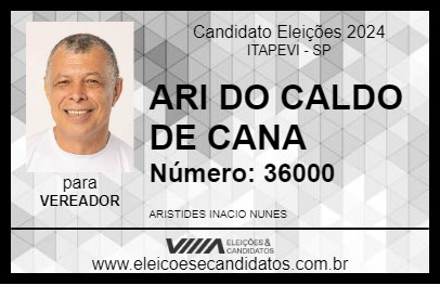 Candidato ARI DO CALDO DE CANA 2024 - ITAPEVI - Eleições