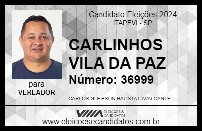 Candidato CARLINHOS VILA DA PAZ 2024 - ITAPEVI - Eleições