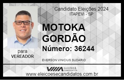 Candidato MOTOKA GORDÃO 2024 - ITAPEVI - Eleições