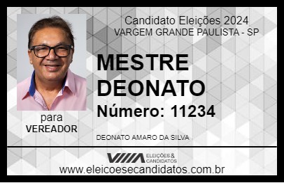 Candidato MESTRE DEONATO 2024 - VARGEM GRANDE PAULISTA - Eleições