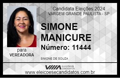 Candidato SIMONE MANICURE 2024 - VARGEM GRANDE PAULISTA - Eleições