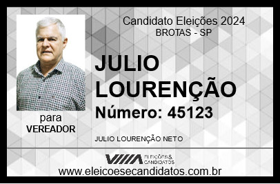 Candidato JULIO LOURENÇÃO 2024 - BROTAS - Eleições