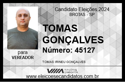 Candidato TOMAS GONÇALVES 2024 - BROTAS - Eleições