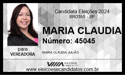 Candidato MARIA CLAUDIA 2024 - BROTAS - Eleições