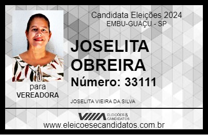 Candidato JOSELITA OBREIRA 2024 - EMBU-GUAÇU - Eleições