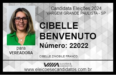 Candidato CIBELLE BENVENUTO 2024 - VARGEM GRANDE PAULISTA - Eleições