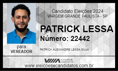 Candidato PATRICK LESSA 2024 - VARGEM GRANDE PAULISTA - Eleições