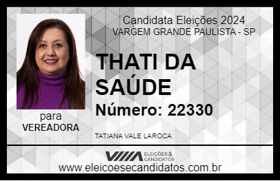 Candidato THATI DA SAÚDE 2024 - VARGEM GRANDE PAULISTA - Eleições