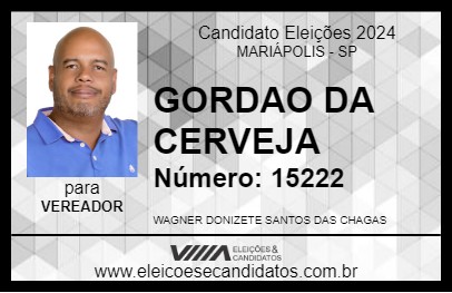 Candidato GORDAO DA CERVEJA 2024 - MARIÁPOLIS - Eleições