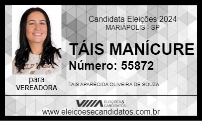 Candidato TÁIS MANÍCURE 2024 - MARIÁPOLIS - Eleições