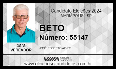 Candidato BETO 2024 - MARIÁPOLIS - Eleições