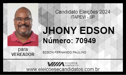 Candidato JHONY EDSON 2024 - ITAPEVI - Eleições