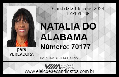 Candidato NATALIA DO ALABAMA 2024 - ITAPEVI - Eleições