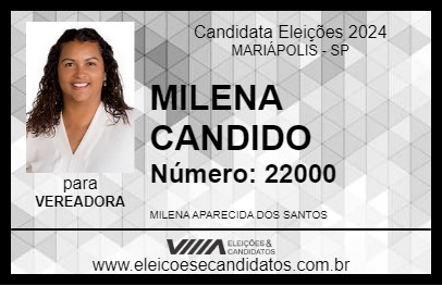 Candidato MILENA CANDIDO 2024 - MARIÁPOLIS - Eleições