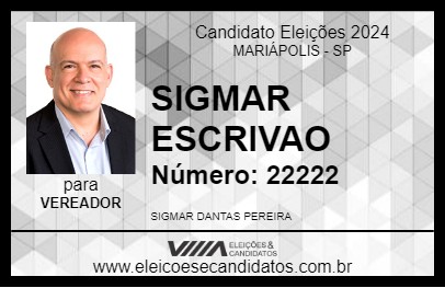 Candidato SIGMAR ESCRIVAO 2024 - MARIÁPOLIS - Eleições