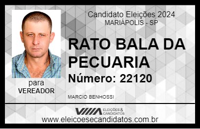 Candidato RATO BALA DA PECUARIA 2024 - MARIÁPOLIS - Eleições