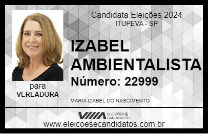 Candidato IZABEL AMBIENTALISTA 2024 - ITUPEVA - Eleições