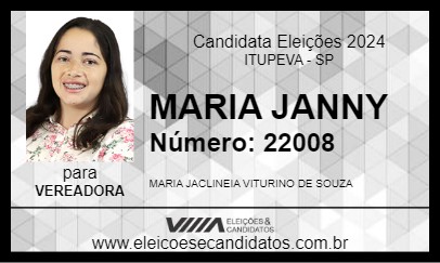 Candidato MARIA JANNY 2024 - ITUPEVA - Eleições