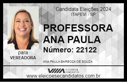 Candidato PROFESSORA PAULA 2024 - ITAPEVI - Eleições