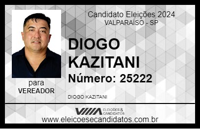 Candidato DIOGO KAZITANI 2024 - VALPARAÍSO - Eleições