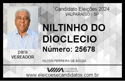 Candidato NILTINHO DO DIOCLECIO 2024 - VALPARAÍSO - Eleições