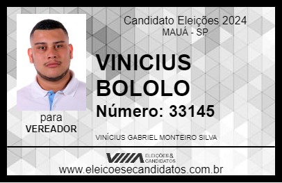 Candidato VINICIUS BOLOLO 2024 - MAUÁ - Eleições