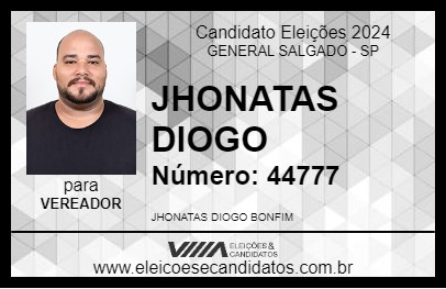 Candidato JHONATAS DIOGO 2024 - GENERAL SALGADO - Eleições