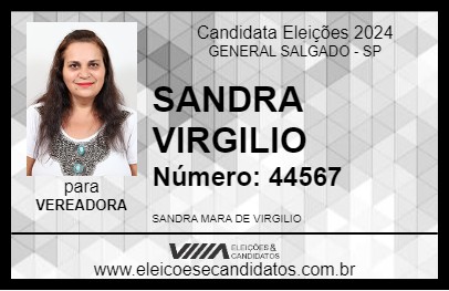 Candidato SANDRA VIRGILIO 2024 - GENERAL SALGADO - Eleições