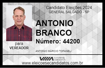 Candidato ANTONIO BRANCO 2024 - GENERAL SALGADO - Eleições