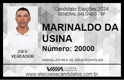 Candidato MARINALDO DA USINA 2024 - GENERAL SALGADO - Eleições