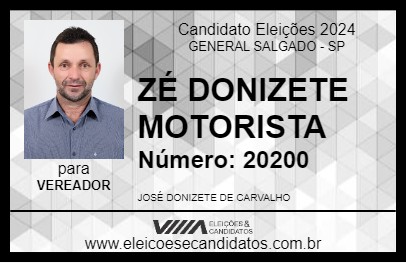 Candidato ZÉ DONIZETE MOTORISTA 2024 - GENERAL SALGADO - Eleições