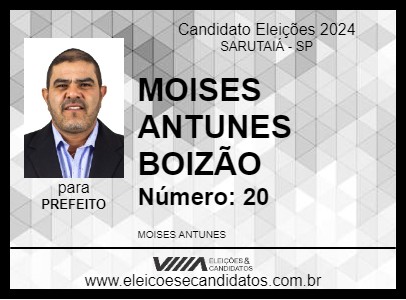 Candidato MOISES ANTUNES BOIZÃO 2024 - SARUTAIÁ - Eleições