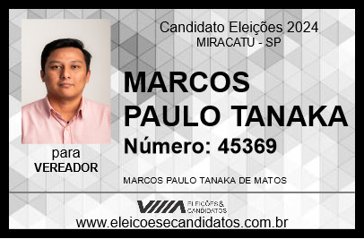 Candidato MARCOS PAULO TANAKA 2024 - MIRACATU - Eleições