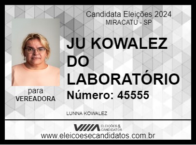 Candidato JU KOWALEZ DO LABORATÓRIO 2024 - MIRACATU - Eleições