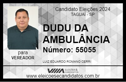 Candidato DUDU DA AMBULÂNCIA 2024 - TAGUAÍ - Eleições