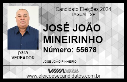 Candidato JOSÉ JOÃO MINEIRINHO 2024 - TAGUAÍ - Eleições