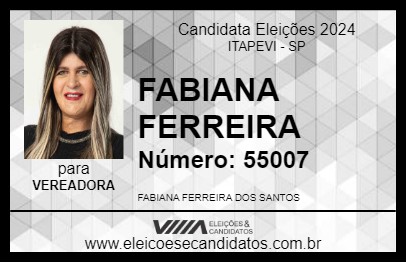 Candidato FABIANA FERREIRA 2024 - ITAPEVI - Eleições