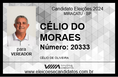 Candidato CÉLIO DO MORAES 2024 - MIRACATU - Eleições