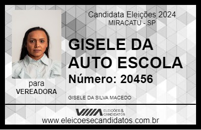 Candidato GISELE DA AUTO ESCOLA 2024 - MIRACATU - Eleições