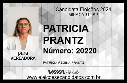 Candidato PATRICIA PRANTZ 2024 - MIRACATU - Eleições