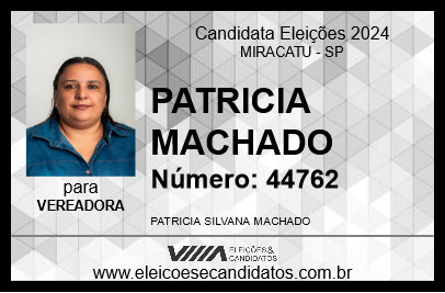 Candidato PATRICIA MACHADO 2024 - MIRACATU - Eleições