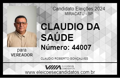 Candidato CLAUDIO DA SAÚDE 2024 - MIRACATU - Eleições